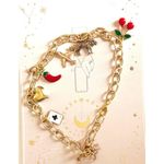A Little Obsessed Phone Charm Bracelet Heart~tiger ~Cherry~pepper Lock n Key NEW Gold Photo 0