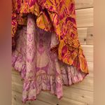Nightcap  Clothing XS Red Orange Bohemian Ruffle Hi Low Linen Blend Skirt Photo 2