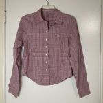SKIMS  cotton poplin button front long sleeve plaid red sleep shirt size small Photo 0