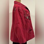 D & Co Red Denim Floral Print 3 Button Jacket. 2 Small Front Pockets Sz 3X. Photo 5