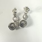 Christian Dior Dior Silver Tone Dangle Drop Earrings Rhinestone Accent Designer Jewelry Photo 1