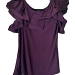 Gracia  Size Small Plum Purple Ruffle Cocktail Party‎ Top Stretchy Photo 0