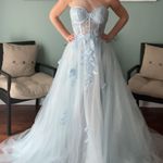 NWT Light Blue High Slit A Line Ball Gown, Prom Dress, Or Non Traditional Wedding Dress Size 6 Photo 3
