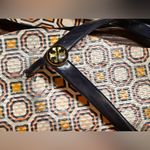 Tory Burch Navy and Orange Geo Print Flip Flops Size 6.5/7 Photo 3