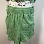 Free People Twyla Piece Set Green Ruffle Trim Strapless Top Shorts Medium Photo 2
