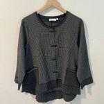 Habitat Lightweight Black & White Grid Print Cropped Sleeve Jacket Lagenlook Photo 0