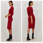 The Kit Jamie Ruched Dress 3/4 Sleeves in Cerise Complication Pattern Size Small Red Photo 1