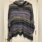 Sun & Shadow  Purple Striped Wool Blend Cowl Neck Long Sleeve Sweater Photo 8