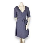 Toad & Co Dress Cue Wrap Style Organic Cotton Tencel Spandex Medium Tie Waist Purple Photo 3