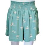 American Eagle Green Floral Smocked High Waisted Everyday Soft Shorts Size XS Photo 4