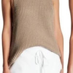 Vince  Chunky Waffle Knit Sweater Tank Khaki Small Photo 0