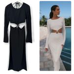 Rumer Oasis Black Ribbed Cut Out Long Sleeve Dress Large NWT‎ Photo 2