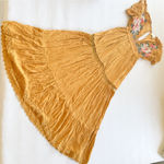 Cleobella Anthropologie  Amery Maxi Dress Embroidered Shear Slit - Mustard XS Photo 4