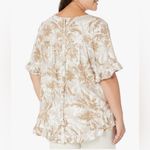 New Arna York Collection Riviera Frill Wonder Palm Shirt Size 20 Linen Blend Tan Photo 1