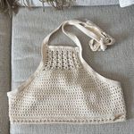 Superdry Cream Sleeveless Cropped Halter Top Photo 0