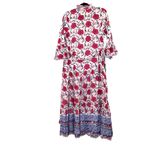 Tuckernuck Oliphant Ruffle Collar Bell Maxi Dress in Poppy Raspberry Photo 6
