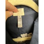 Luhta Navy Button Down Shirt Jacket with Embroidery on Back Women's Sz. 8 Blue Photo 2