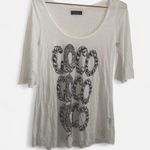 Lauren Moshi  white black chain graphic coco design tshirt sz XS Photo 2