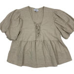 Lost + Wander Lost Wander Top Small Tan Linen Button Down Boho Summer Resort‎ Photo 0