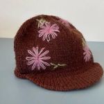 Nirvanna brown embroidered womens knit Hat newsboy OS Photo 0
