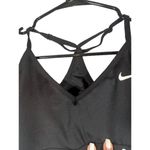 Nike  Black Logo Front Racerback V-Neck Front Design Sports Bra Women Sz S Photo 3