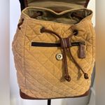 LL Bean Tan Corduroy and Lather Backpack Purse Photo 2