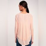 Free People Catalina Pink Waffle Knit Raw Hem Boho Beach Long Sleeve Thermal Top Photo 1