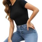 MANGOPOP NEW Round Neck Short Sleeve Bodysuit XS Photo 2