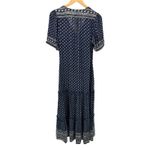 Faherty Orinda Maxi Dress M Blue Boho Tiered Cottagecore Festival Button Front Photo 7