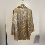 Victoria's Secret Vintage Victoria’s Secret Floral Long Sleeve Satin Nightshirt Gold Gray Size L Photo 5