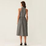 RIHOAS Black Plaid Sleeveless Button Midi Dress Gray Photo 3