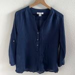 Tommy Bahama  Navy Gauzy Cotton Shirt Top Blouse Medium Photo 0