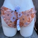 J.Crew  Orange Floral Side Tie Ruching Hipster Bikini Bottoms Size S NWT Photo 5