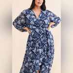 Hutch  Anthropologie NEW Blue Abstract Floral Wrap Maxi Dress Semi Formal Size 3X Photo 1