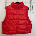 Aerie  Offline Red Full Zip Cropped Puffer Vest Womens Size L Photo 0