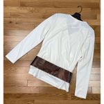 Soft Surroundings New  Wrap Top W/Belt Womens M Ivory Long Sleeve Casual Shirt Photo 2