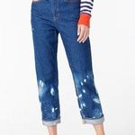 J.Crew Slouchy Boyfriend Jean in Outlaw Bleach Splatter Wash | Dark Blue | 26 Photo 0