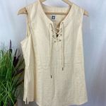 Anne Klein 100% Linen Short Sleeve Cross Tie Bodice Top NEW M Photo 0