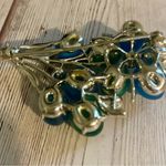 Vintage Blue & Green Lucite Floral Spray Brooch – 3.5" Photo 4