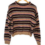Anthropologie‎ Elsamanda Striped Chunky Sweater Italy Wool Alpaca Women Large Brown Photo 0