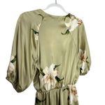 ZARA  Floral Ruffle Silky Satin Mini Dress Medium Green Lily Wedding Guest Garden Photo 12