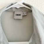 ASOS Sheer Gray Fringe Long Sleeve Button Down Blouse Size 4 Photo 2