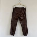 SPRWMN Leather Dark Chocolate Brown Leather Jogger Sweatpants Photo 3