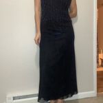 American Vintage Vintage Betsy & Adam by Jaslene Gown 12P Fits Modern 6 Beaded Maxi Slip Dress Photo 3