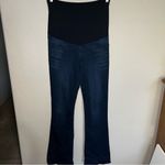 Just Black Maternity Dark Blue Full Panel Flare Denim Jeans Photo 2