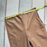 ZARA  Beige Camel Tan Faux Leather Slim Leg High Rise Pant Hem Slit Women’s Small Photo 7