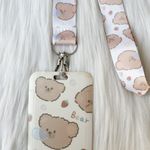 Cute little bear and strawberry lanyard with Id/ card holder Tan Photo 1