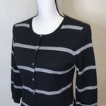 J.Crew black wool cashmere black striped cardigan sweater Photo 1