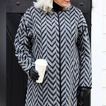 Talbots  Black and Gray Chevron Coat size S Photo 0