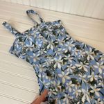 AQUA Blue Green Floral Hawaiian Floral Mini Dress Cut Out Back Cotton Size XS Photo 4